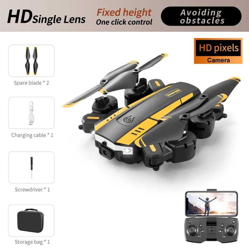 4K GPS Camera Drone with Obstacle Avoidance - Foldable Quadcopter YELLOW-SINGLE-4K Tidesmit