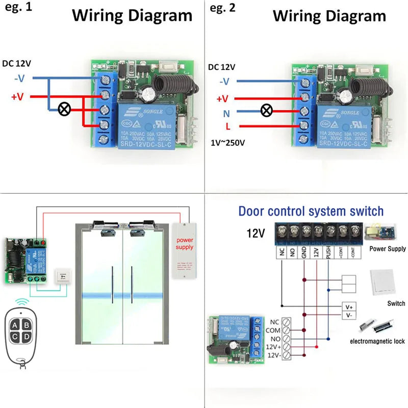 433Mhz Wireless Remote Switch Relay Kit - 12V Reliable Home Automation Tidesmit