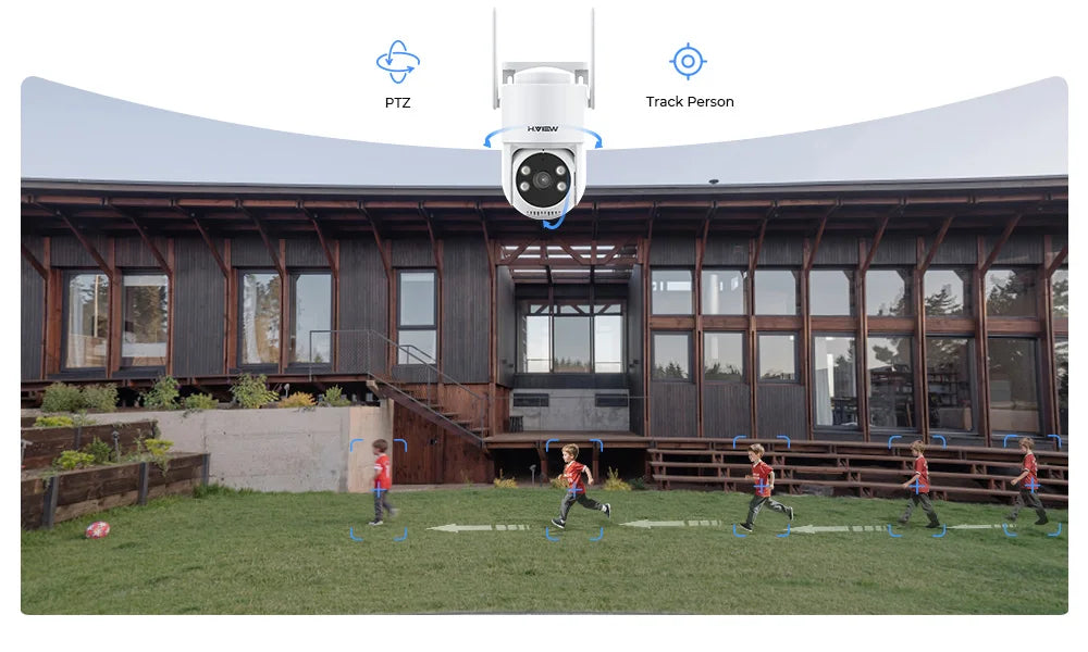 H.VIEW 3MP PTZ IP Camera WiFi Outdoor AI Human Detection Audio  Wireless Security CCTV Camera