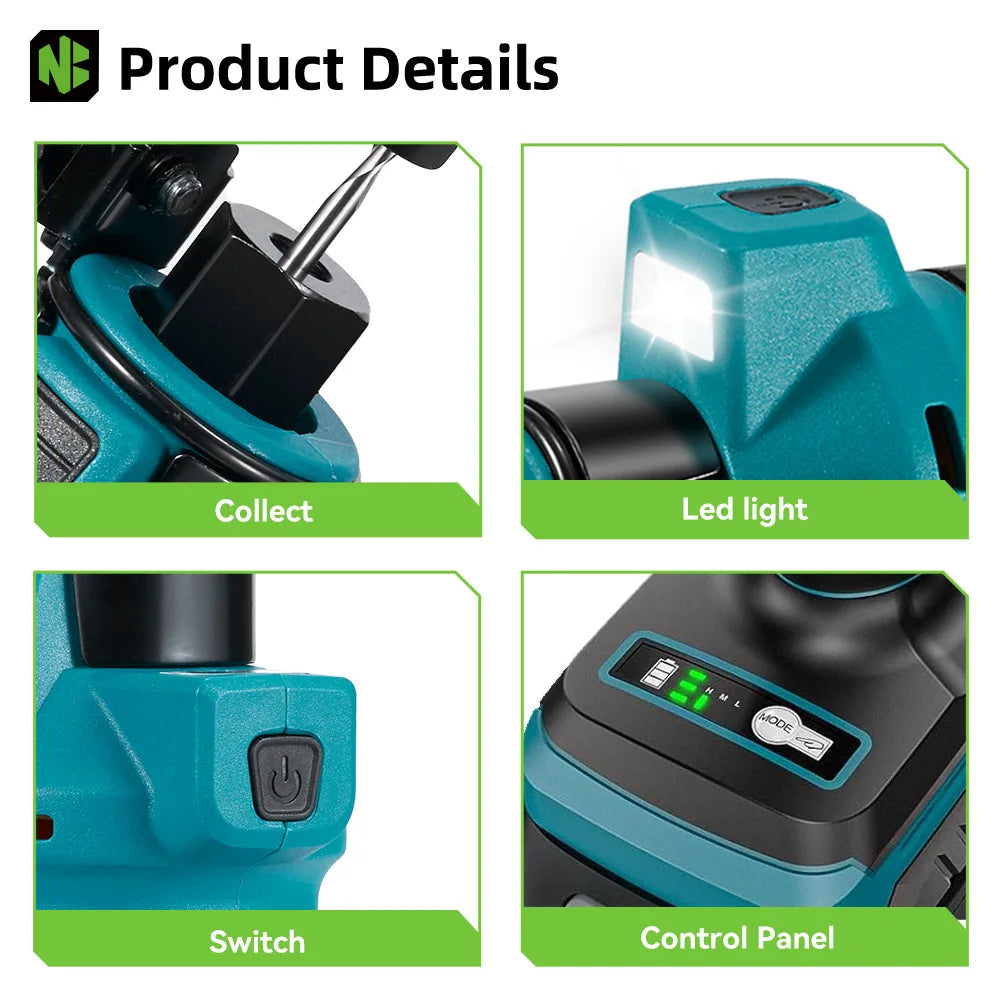 NEWBENY 3 Gears Brushless Electric Drywall Cut Out Tool Cutting Woodworking Drywall Sheetrock Tools For Makita Battery Pin