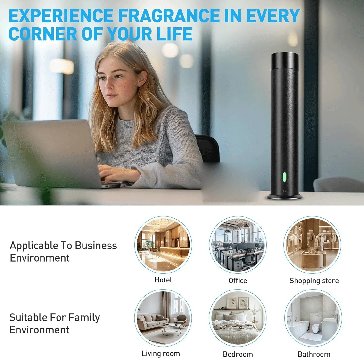 Coverage 1000 Sq.ft  Fragrance Diffuser 120ML Aroma Diffuser Smart Timing Remote Waterless Essential Oil Diffuser Large Room