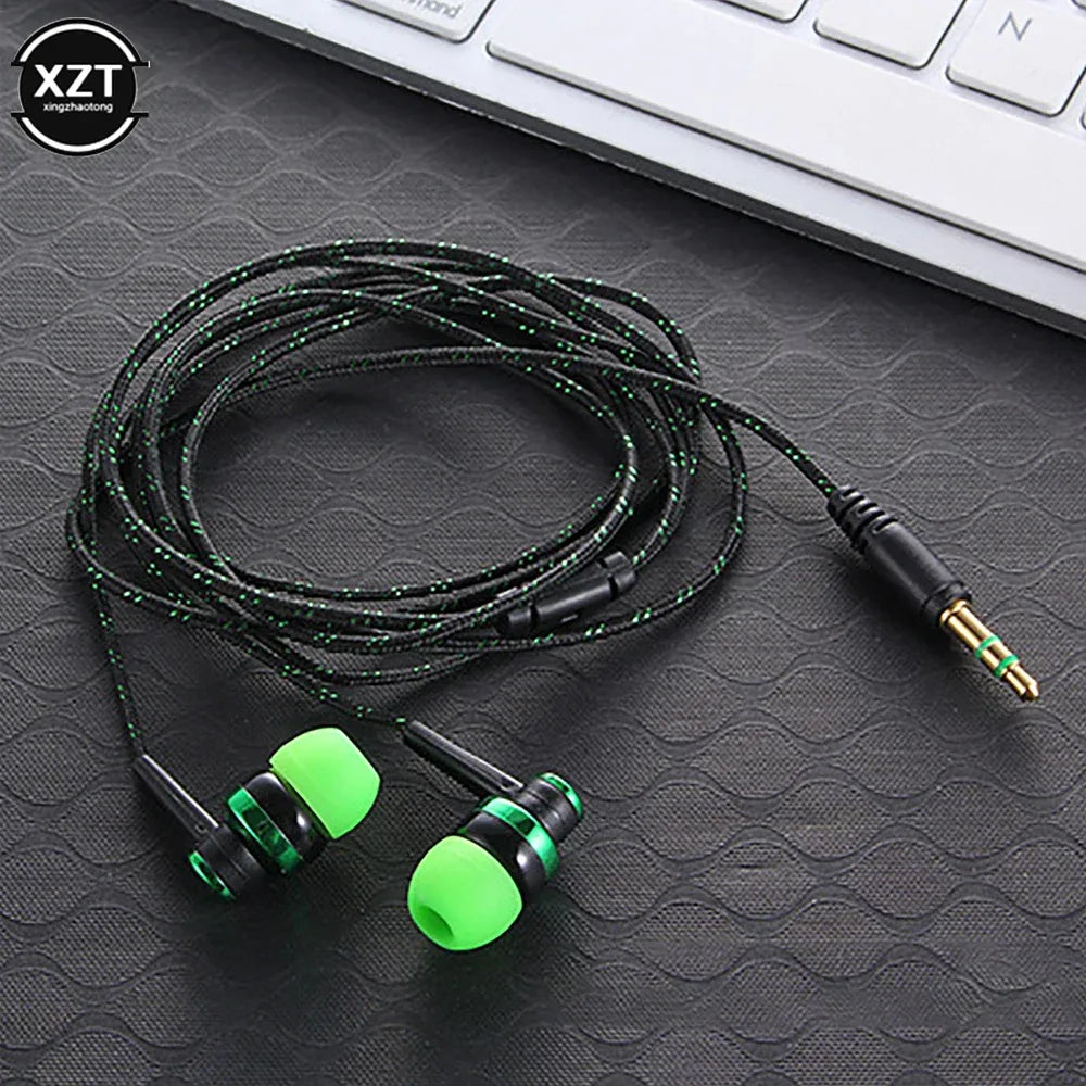 Wired Earphones with Mic, 3.5mm Nylon Braided Cord by Tidesmit green Tidesmit
