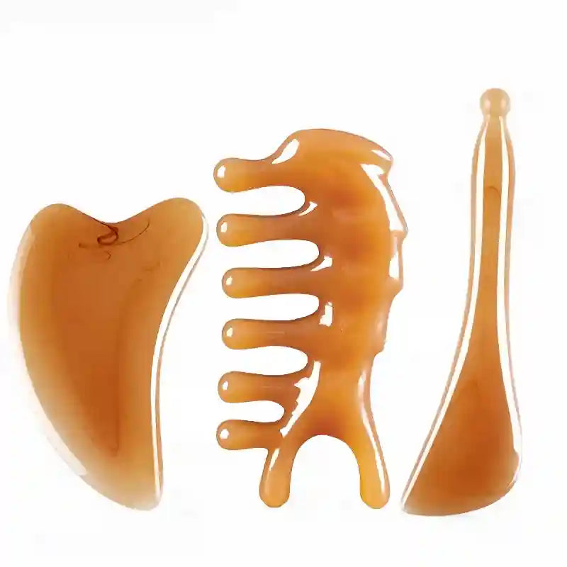 Gua Sha Scraping Massage Tool Set - Face & Body Resin Sculpting Eye Massage Instrument 3 Pcs-A Tidesmit