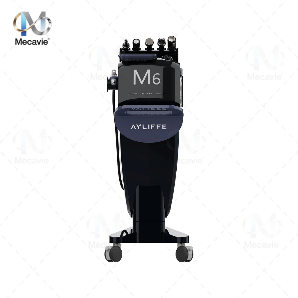 Black 6-in-1 oxygen dermabrasion facial machine for deep skin cleaning, blackhead removal, and professional beauty care.