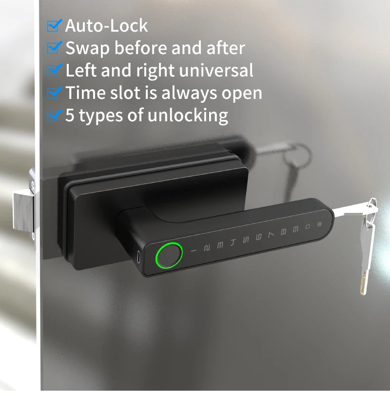 Smart Aluminum Alloy Glass Door Knobs Rotation Lock With Tuya App + Key Knobset Handle Metal Door Knob Lock For Bedroom Bathroom