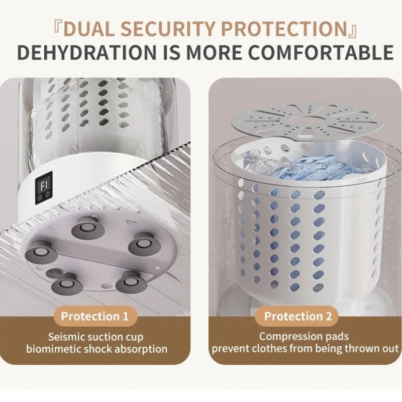 Tidesmit 3L mini portable washing machine featuring a built-in spin dryer for underwear and travel laundry.