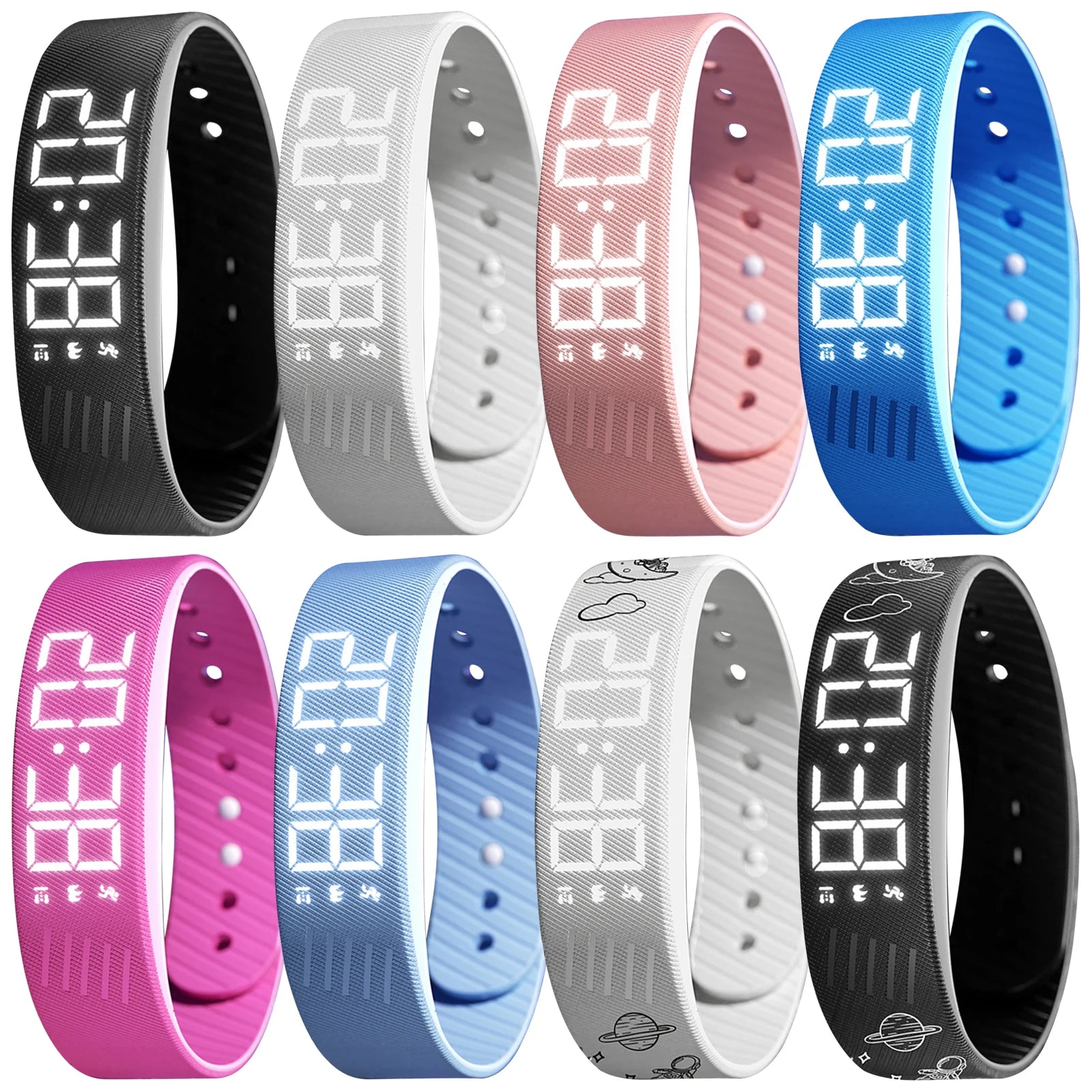 Vibrating Alarm Wristband Waterproof Silent Vibration Alarm Watch with Step Counter Pedometer for Heavy Sleepers Students