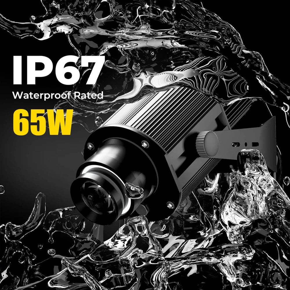 IP67 waterproof LED rotating spotlight projector, black body with 65W power rating