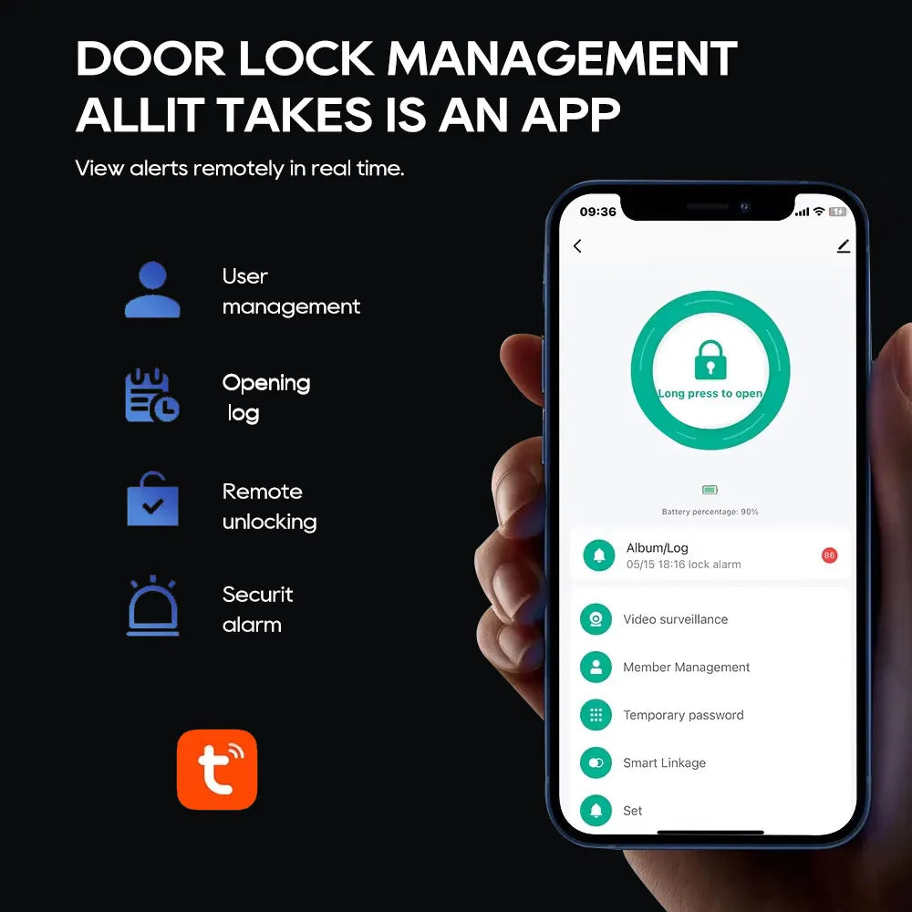 SANKESONG Smart Lock Real Time Intercom Wifi Camera Fingerprint Intelligent Palm Vein 3D Face Recognition Door Lock  DualBattery