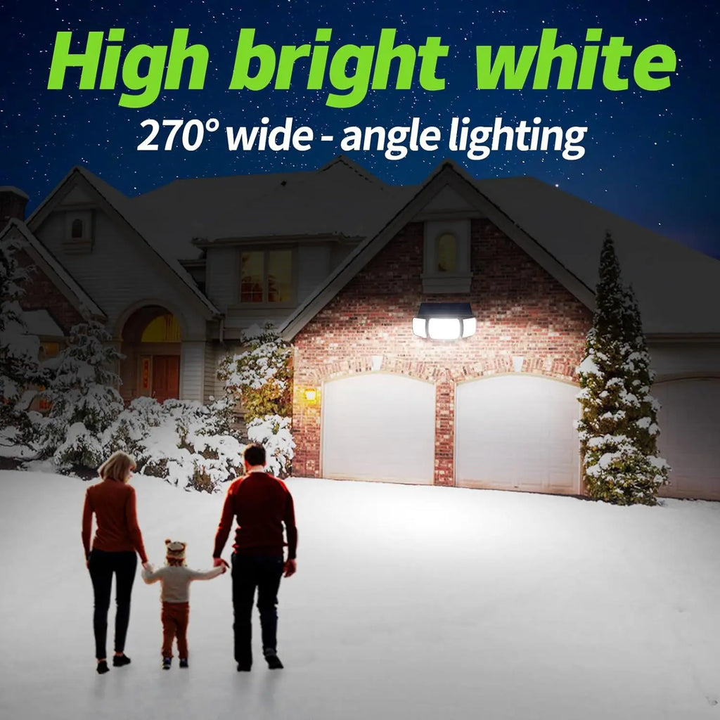 Intelamp Top Brand Long Life 4000Mah Outdoor Solar Led Lights Spotlight Large Solar Panel With 3 Modes Two Motion Sensors Security Flood Light Wall Lamp For Garden Yard Garage