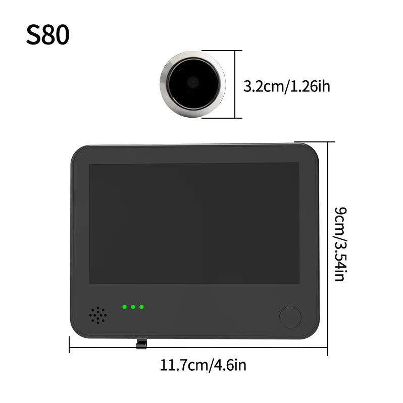 Danmini Tuya Smart Cat Eye Door Security Camera 3MP 4.3 Inch Screen 2K Visual Night Vision PIR Motion Detection Digital Peephole