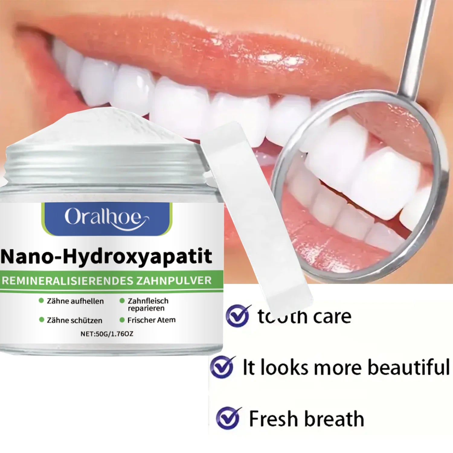 Tidesmit Hydroxyapatite Teeth Whitening Powder for dental calculus removal and fresh mint breath
