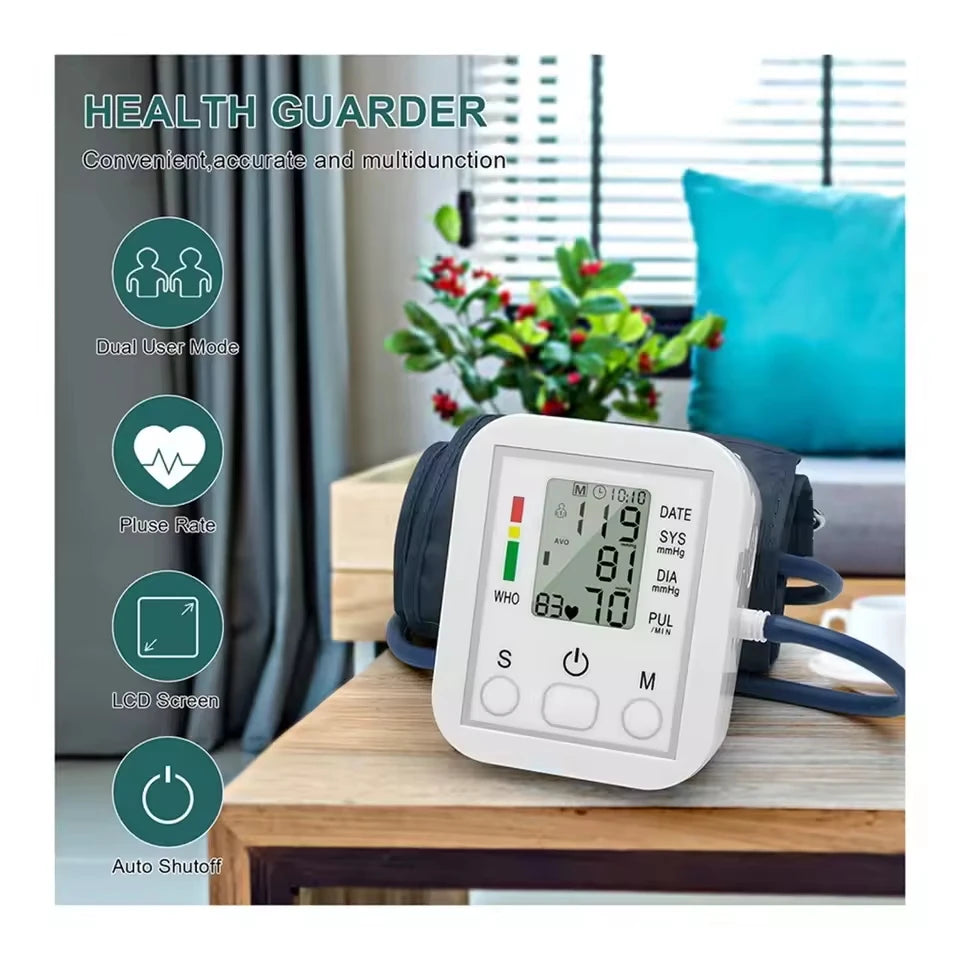 Portable Tonometer Digital Tensiometer Heart Rate Monitor Arm Blood Pressure Monitor BP Equipment Automatic Professional Medical