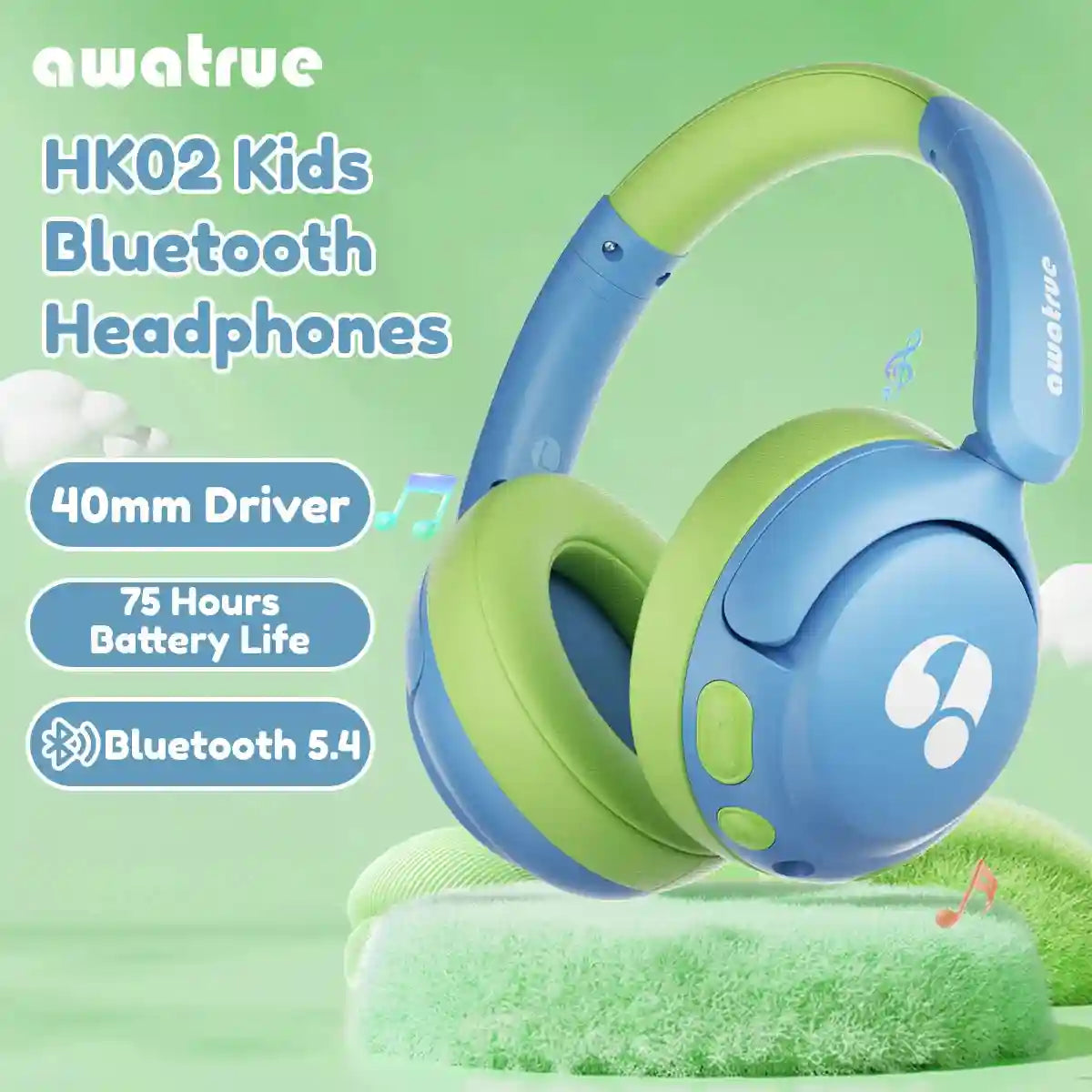 Wireless Kids Headphones - Volume Limited Over-Ear Stereo Audio Tidesmit