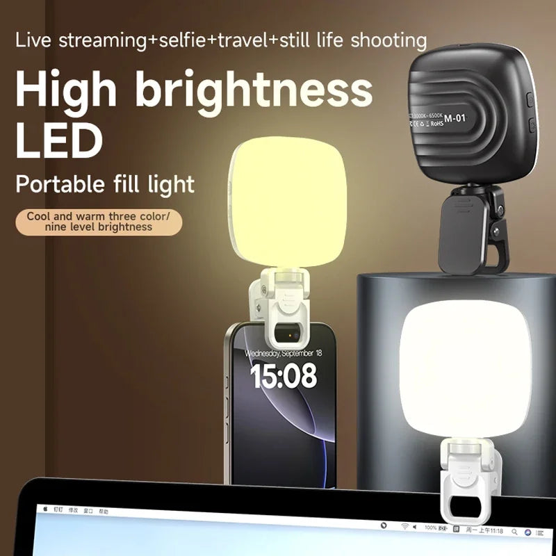 Portable LED Selfie Light - Rechargeable Video Lighting for Content Creation Tidesmit