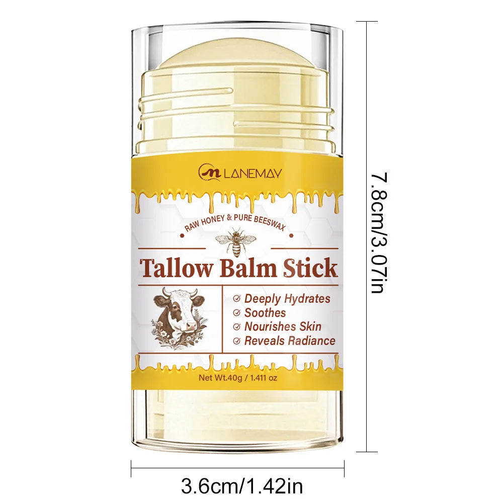 Multipurpose Tallow Balm Stick with Grass-Fed Beef Tallow & Raw Honey | Deeply Hydrates, Soothes & Nourishes Dry Skin 40g