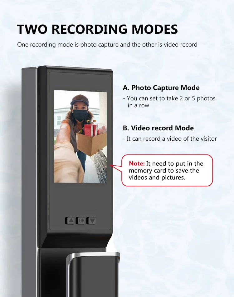 New Bluetooth TTlock App Security Door Camera Lock Video Fingerprint Household Electric Automatic Deadbolt Smart Door Lock