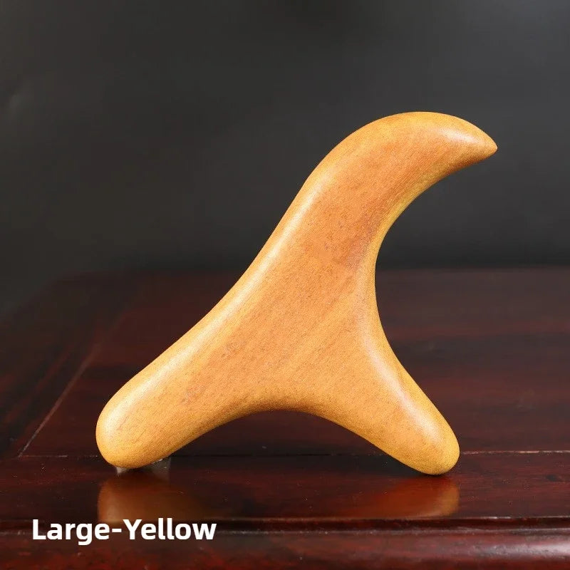 Sandalwood Gua Sha Tool for Back and Neck Muscle Relief by Tidesmit Back Massage Instrument Large-Yellow Tidesmit