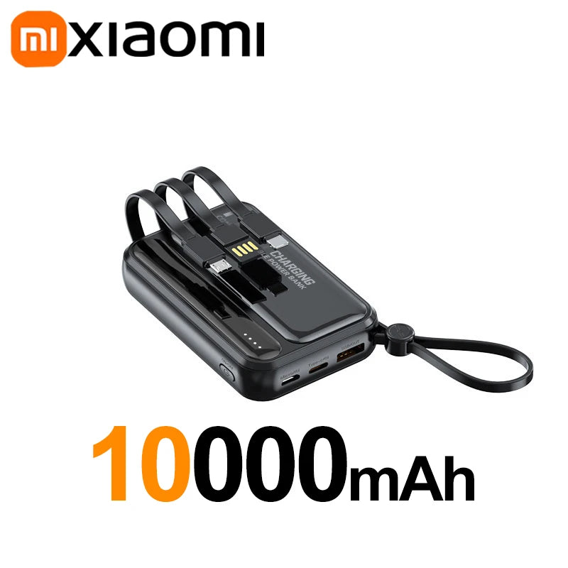 Tidesmit Portable Charger: Fast Charging Power Bank with 4 Cables Black 10000mAh Tidesmit