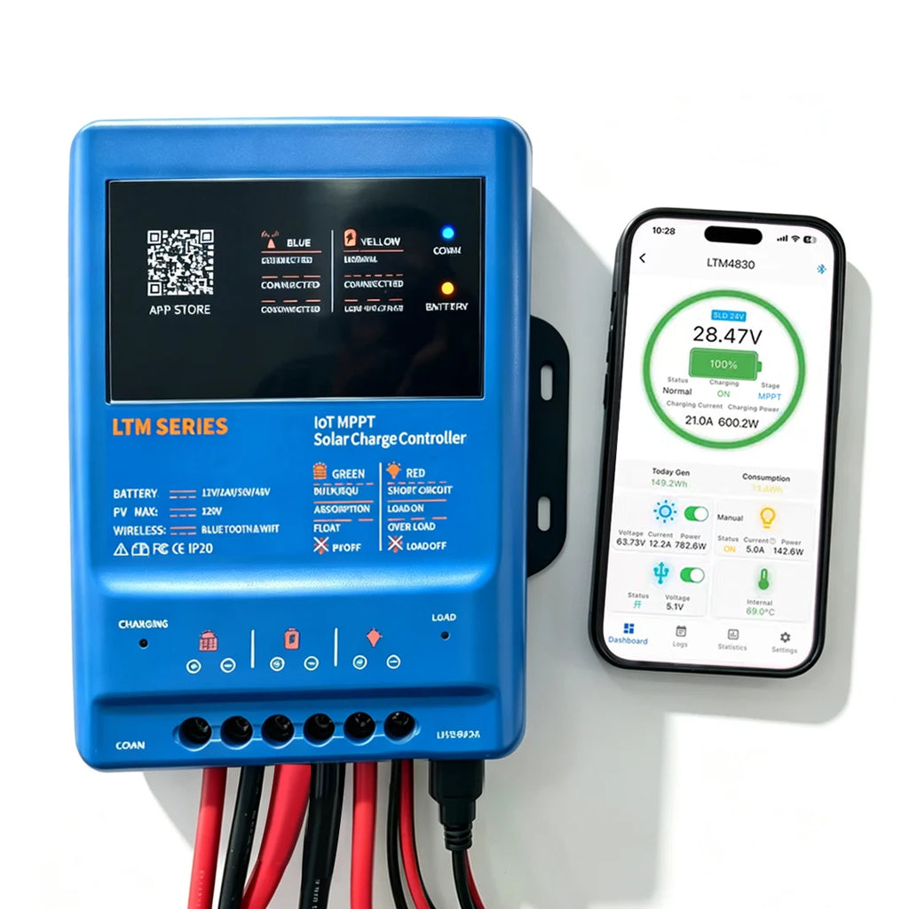Smart MPPT Solar Charge Controller,30A 40A,12V 24V 36V 48V Auto,APP Remote (WiFi/Bluetooth) RS485,120V PV,LiFePO4 Lead Acid Gel