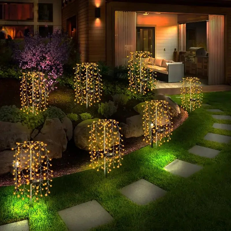 2/4Park 180LED Solar Powered Firecracker Light with 8 Lighting Modes, Outdoor Lawn Lights Smart Decorative Lighting, From dusk till dawn Solar Fairy Lamp for Courtyards, Lawns, Gardens, Pathways, Garden Decor