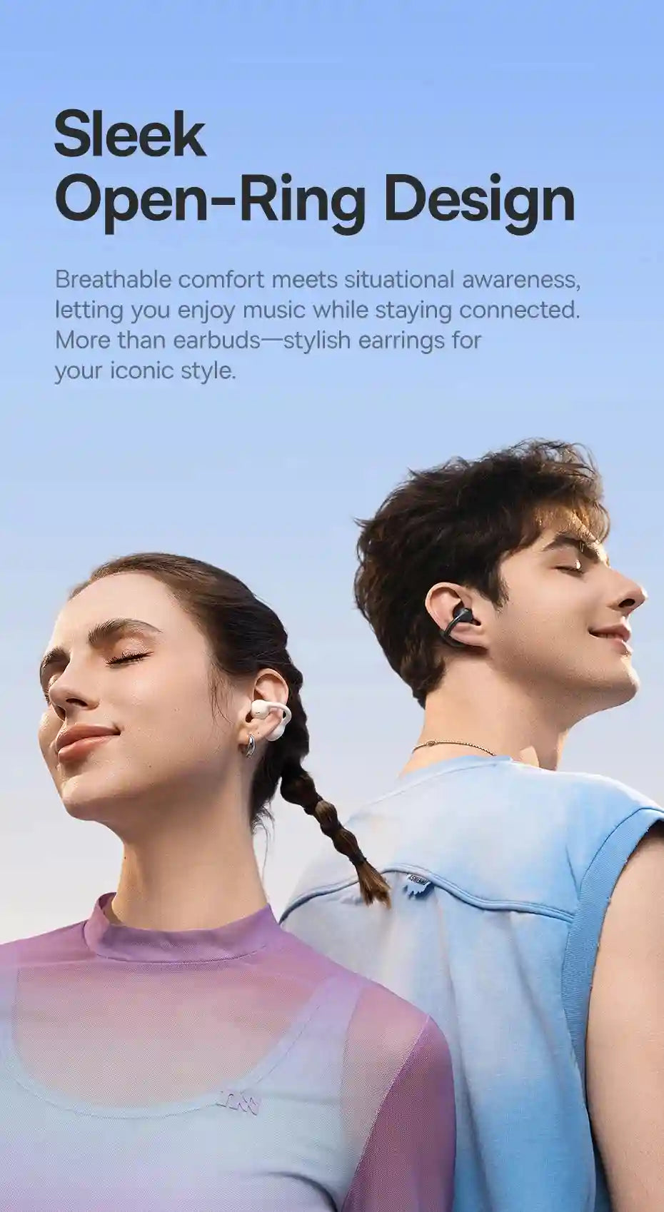 Tidesmit Open Ear Wireless Earbuds – Secure Clip-On Sports Headphones Tidesmit