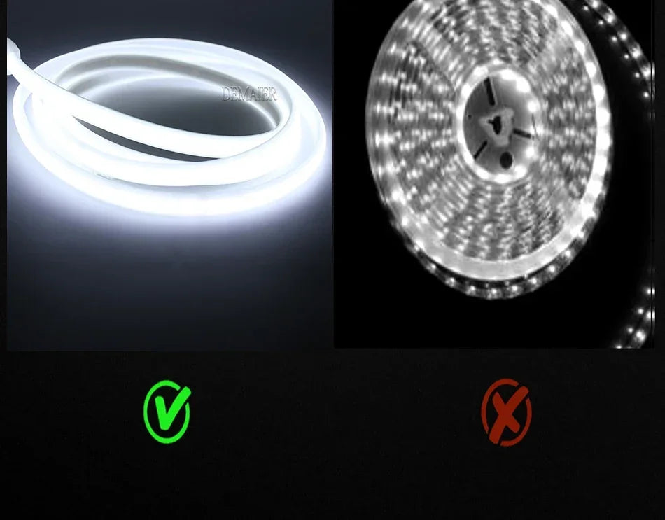 220V COB LED Strip with Switch /Dimmable Waterproof 360LED Strip EU Plug for Outdoor Indoor Room Backlight Garden Kitchen TV