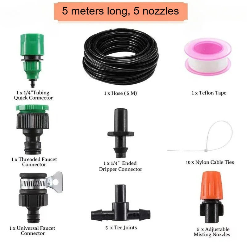Adjustable Water Atomization Kit – A Cooling Marvel for Farms, Summer Outdoor Low-Pressure Garden Sprinkler, and Automatic Plant