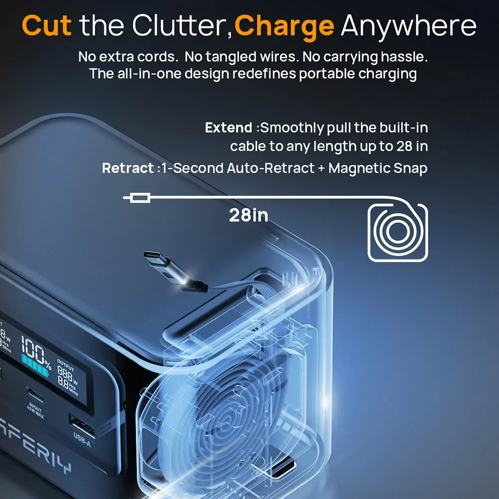 AFERIY Nano100 Portable Power Station 100W 99Wh LiFePO4 Fast Charge Tidesmit