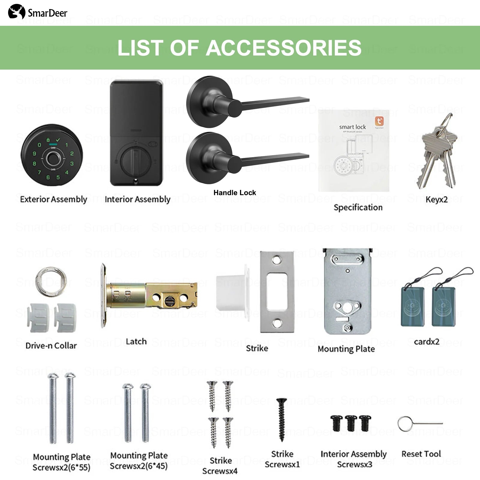 SmarDeer Fingerprint Door Lock, Electronic Keyless Entry Door Knob Lock with Handle, Remote Passcode Generation for Tuya Smart