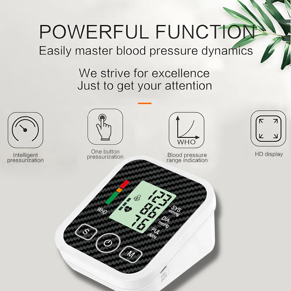 Electronic Blood Pressure Monitor Medical Home Arm Blood Pressure Monitor Heart Rate Measuring Device Upper Arm Sphygmomanometer