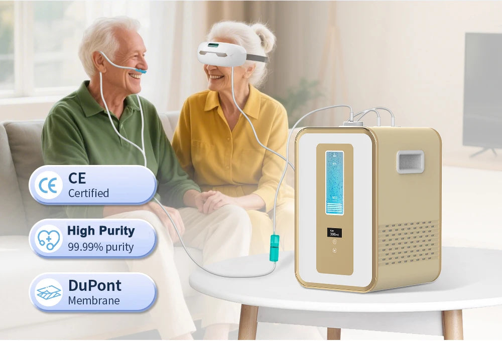 Tidesmit Cawolo 300ml hydrogen water generator and H2 O2 inhalation machine featuring dual gas output ports