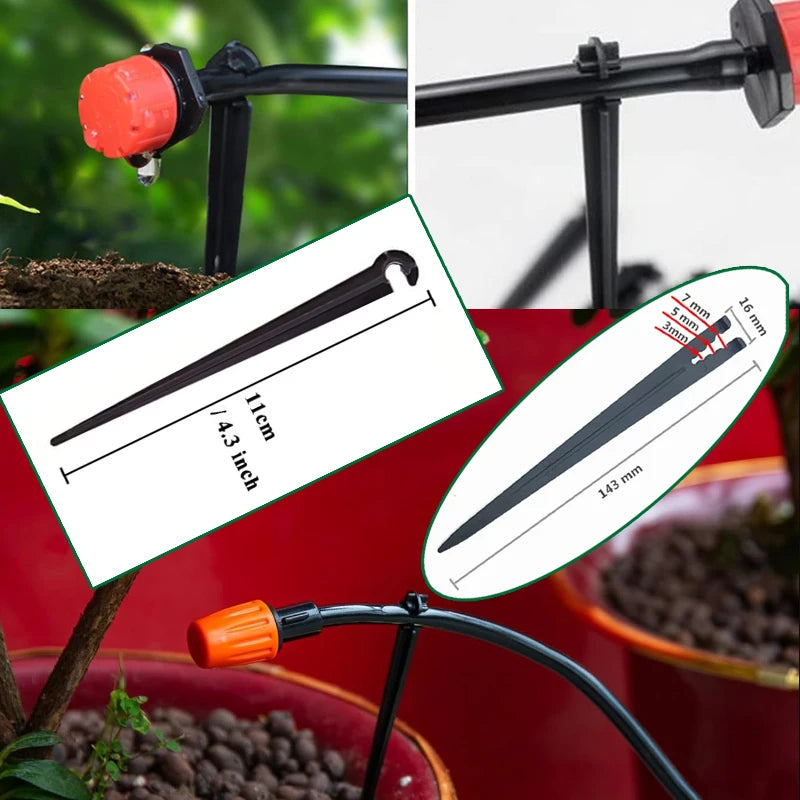 ZK Water Saving Drip Irrigation Kit, 8-Hole Drip Atomizing Nozzle, 4/7 Tubing, C Y Stake for Garden Farm Multi-Scenario Watering