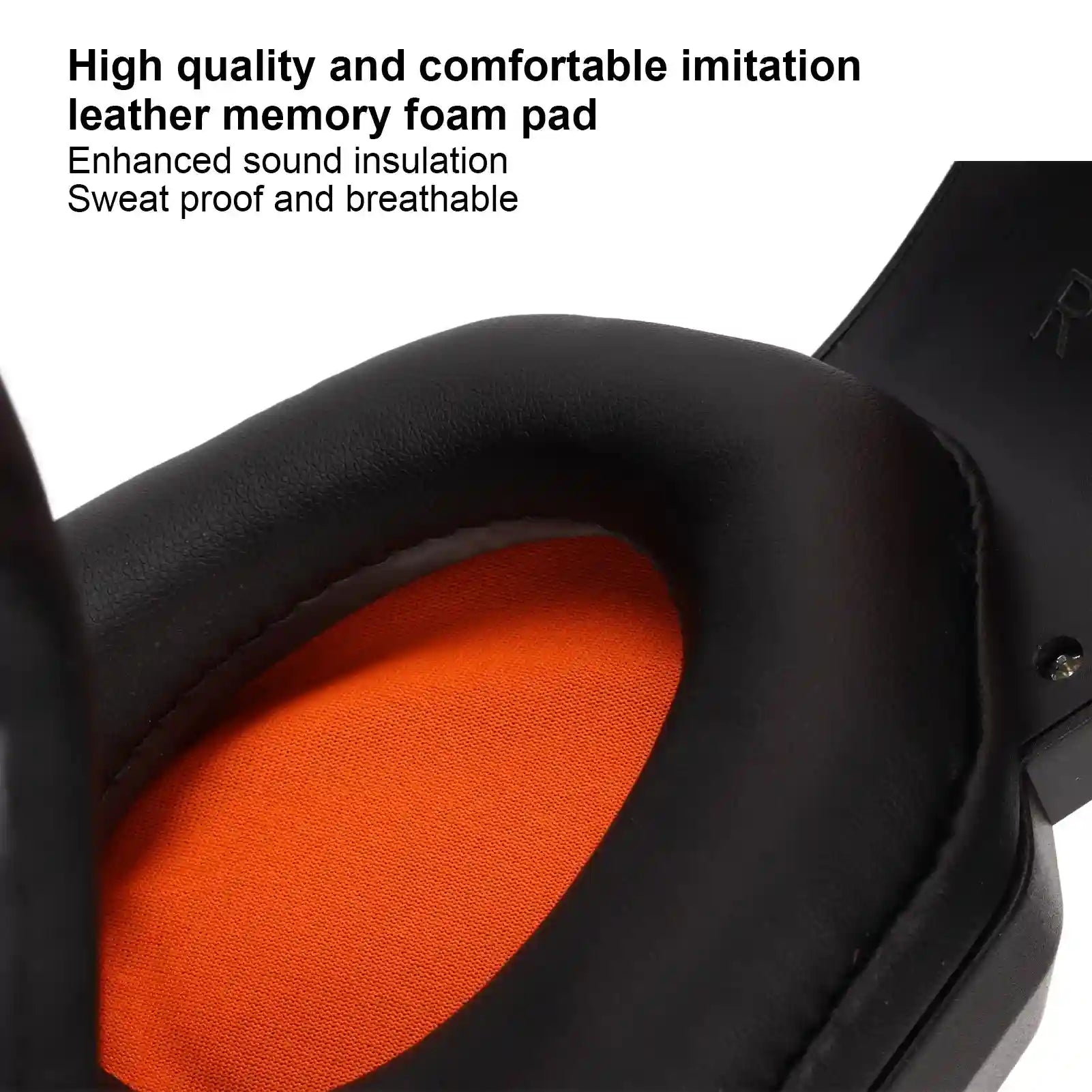 Gaming Headset with Surround Sound and Memory Foam - Black/Orange Tidesmit