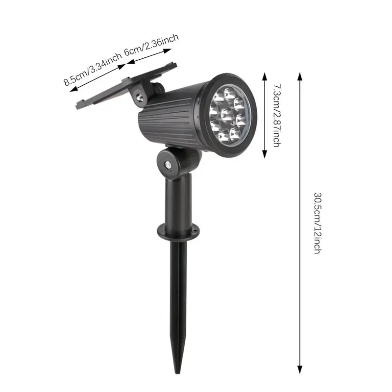 Solar 9 LED Ground Lights Outdoor, IP65 Waterproof Brightness Adjustable Spot Light for Garden Backyard Driveway Patio Decor