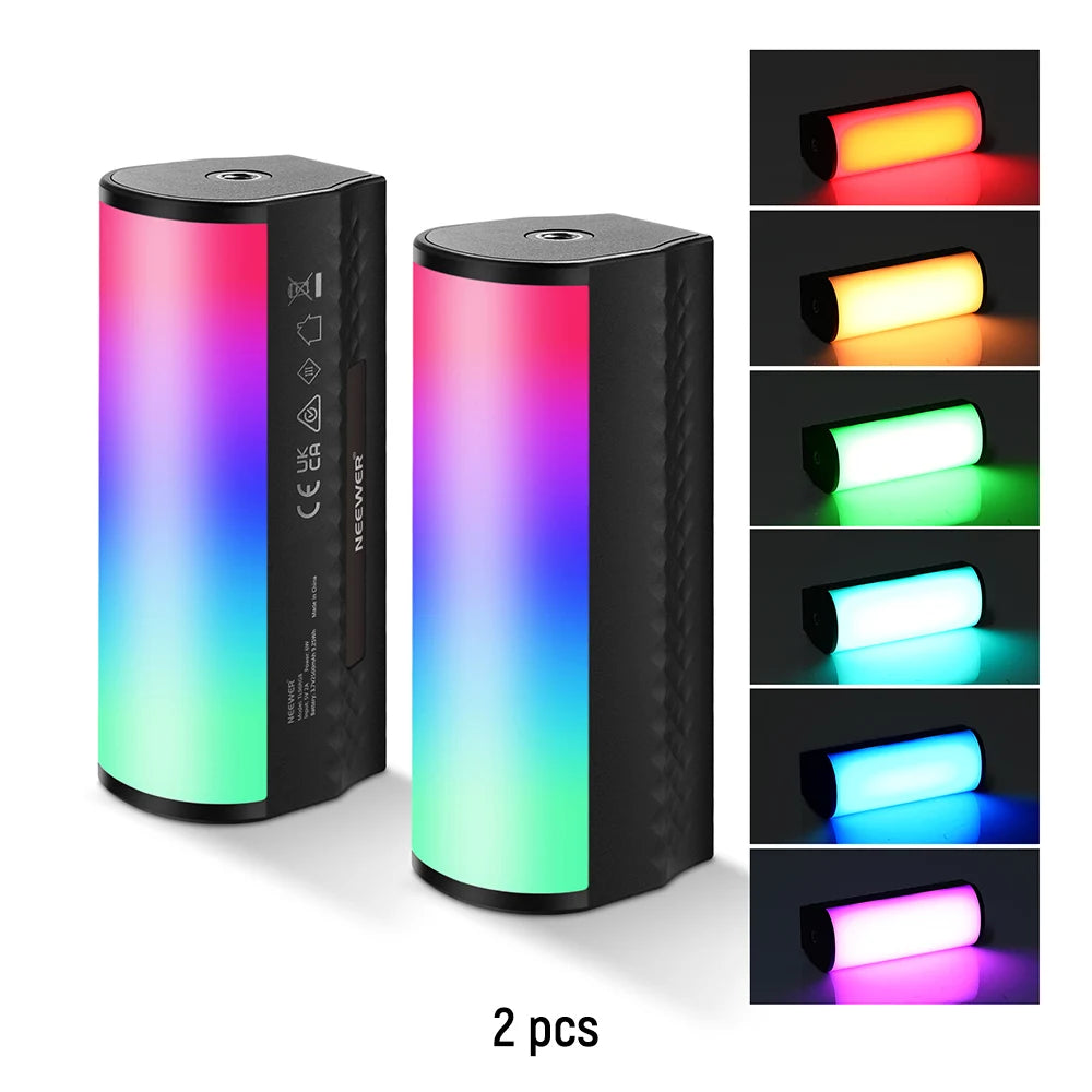 Magnetic LED Video Light Wand - Portable RGB Stick for Content Creation 2 Pack Tidesmit