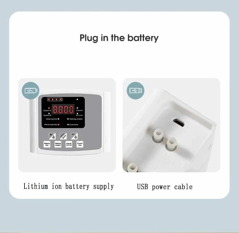 Garden Drip Irrigation Device Double Pump Controller Timer System, Solar Energy Intelligent Automatic Watering Device for Plants