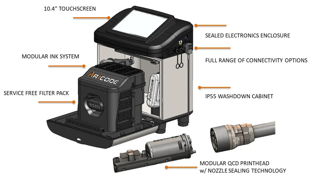 Industrial Cij Continuous Inkjet Printer Date Printing Barcode Batch Coding Machine For Food Beverage Industry