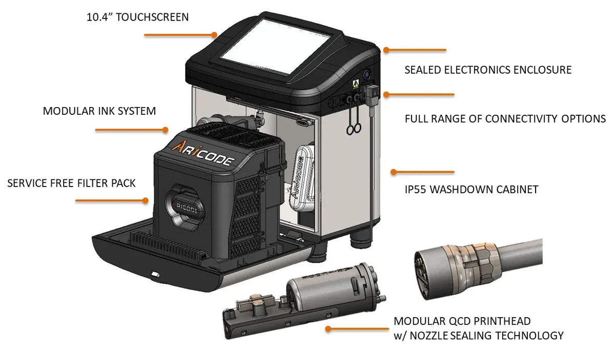 Industrial Cij Continuous Inkjet Printer Date Printing Barcode Batch Coding Machine For Food Beverage Industry