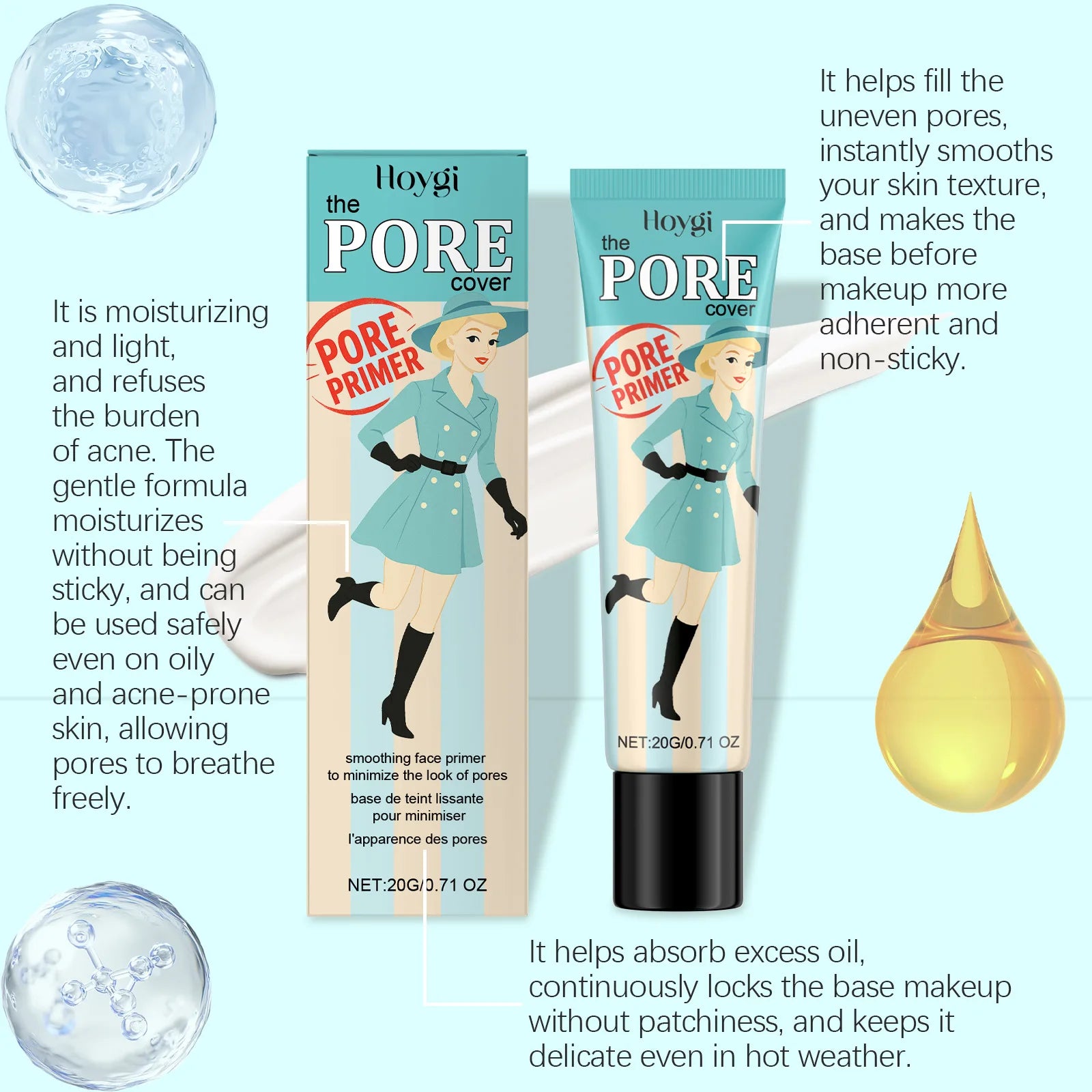 Tidesmit face primer with pore blurring formula for oil control and smooth long lasting makeup application texture