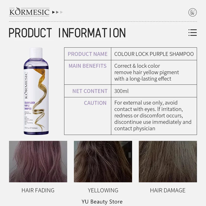 Professional Remove Yellow Shampoo Bleached Hair Anti-Yellow Lock-Color Shampoo Silver White Gray Smooth Shine Fluffy Hair Care