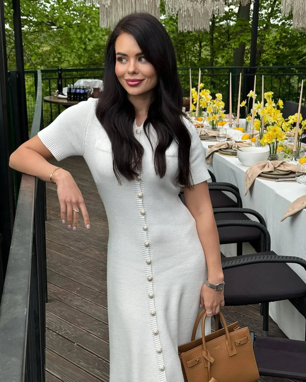 Tossy White Elegant Knitwear Maxi Dress For Women Short Sleeve Ribbed Slim High Waist Cardigan Dress Female Knit Long Dress 2025