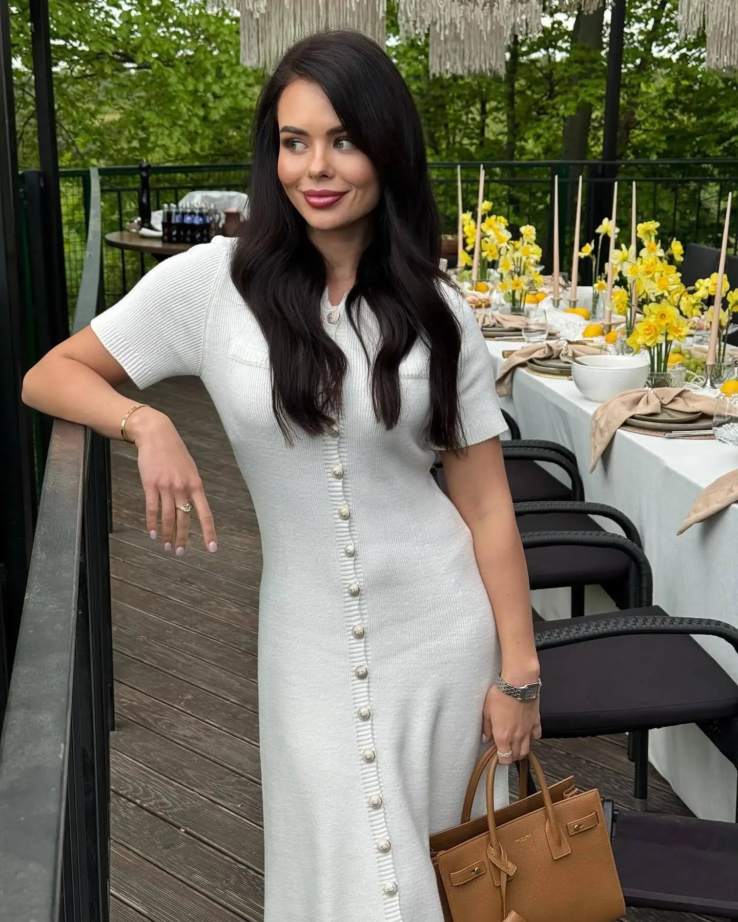Tossy White Elegant Knitwear Maxi Dress For Women Short Sleeve Ribbed Slim High Waist Cardigan Dress Female Knit Long Dress 2025