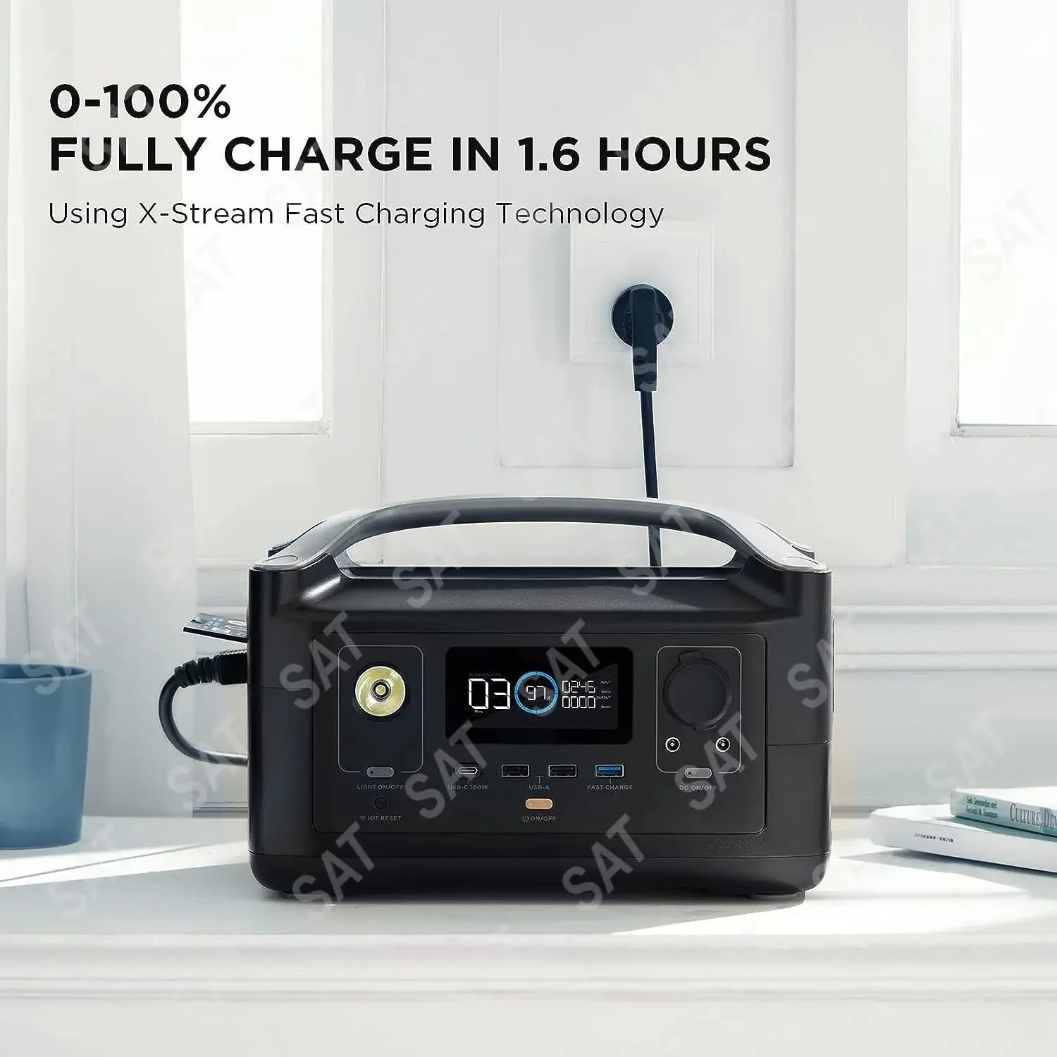 ##For 288Wh Portable Power Station,3 x 600W(Peak 1200W) AC Outlets & LED Flashlight, Fast Charging Silent Solar