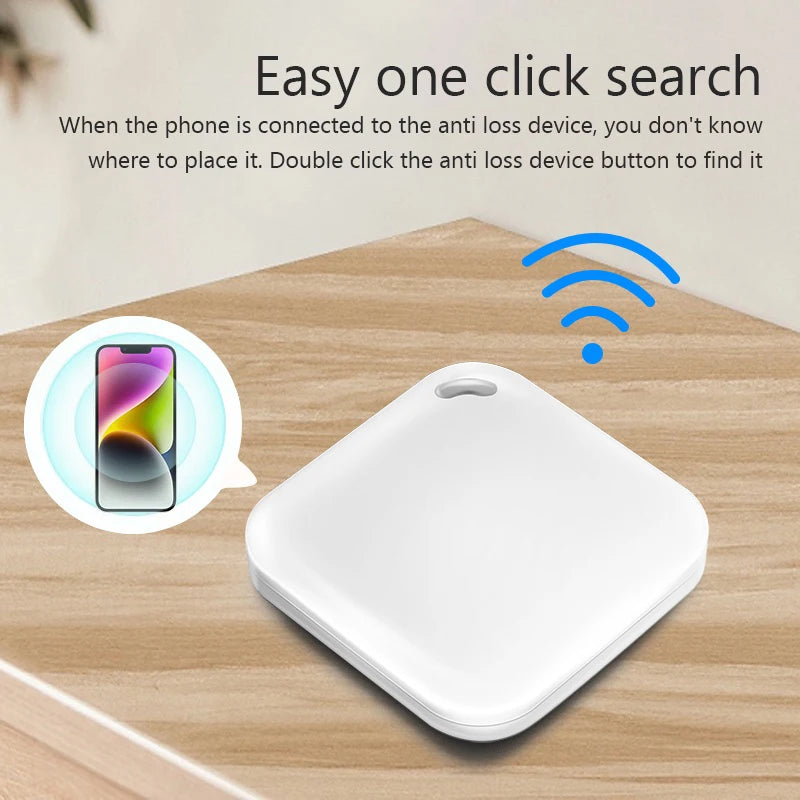White Bluetooth Smart GPS pet tracker compatible with Apple Find My for accurate, real-time location tracking.