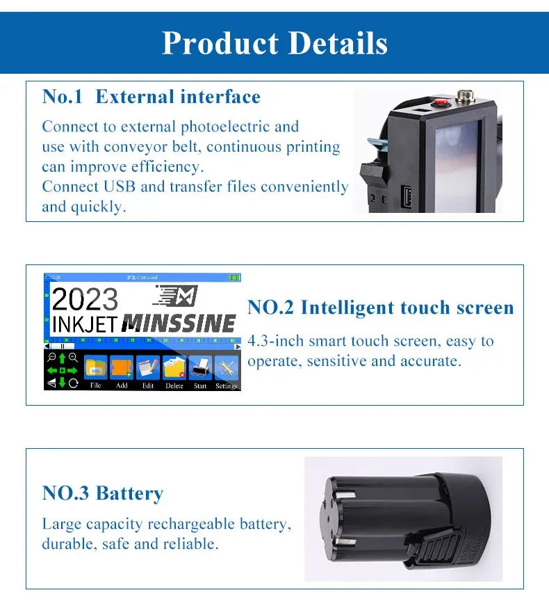 ZM-Z20 25.4mm Handheld Inkjet Printer for Text QR Barcode Batch Number Logo Date Label Coding Machine Portable Mini Printer