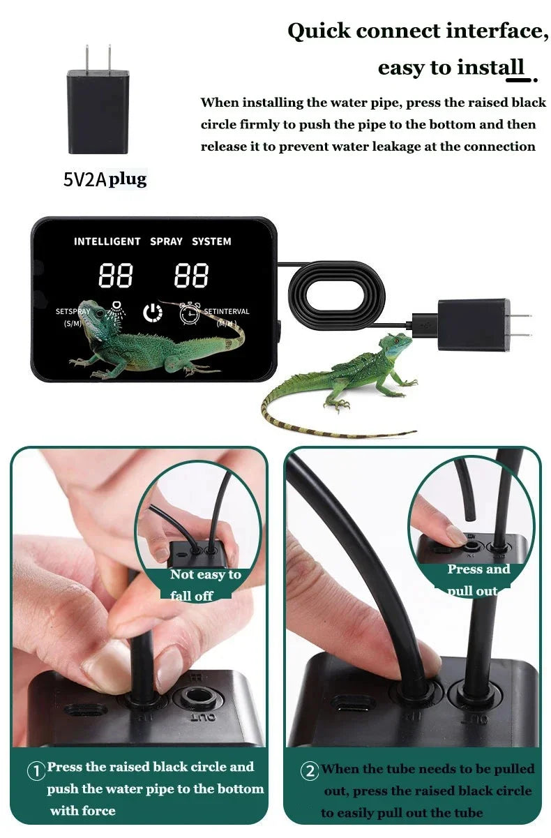 Intelligent Reptile Spray Irrigation Timer System Mist Rainforest Terrariums Automatic Spray Misting Plant Watering System Kit