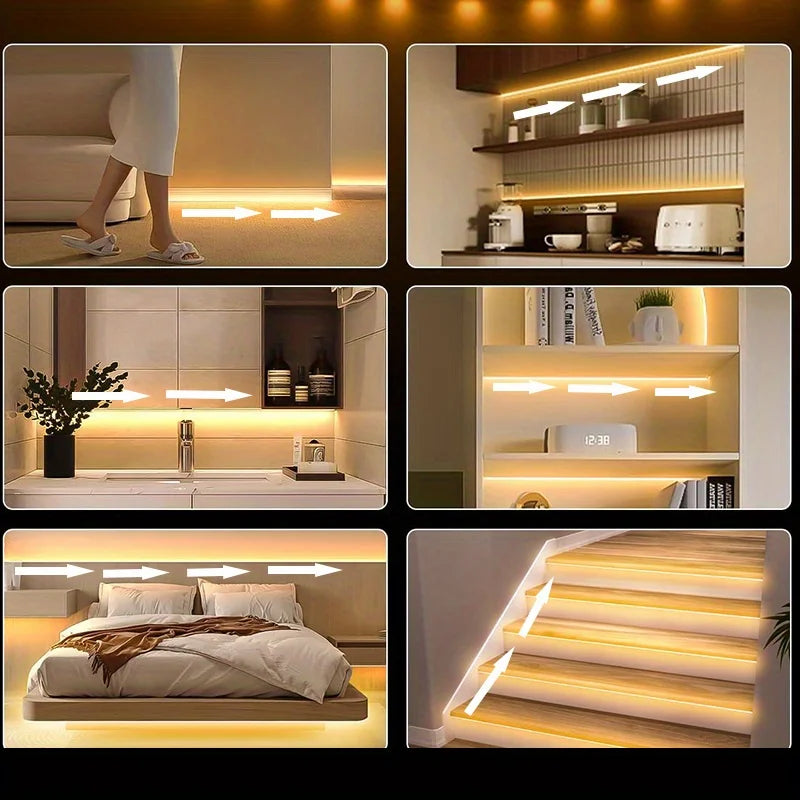 Running Water Flow Chasing LED Strip Lights 5V Motion Sensor Stairs Night Light for Room Corridor Ceiling Room Decor