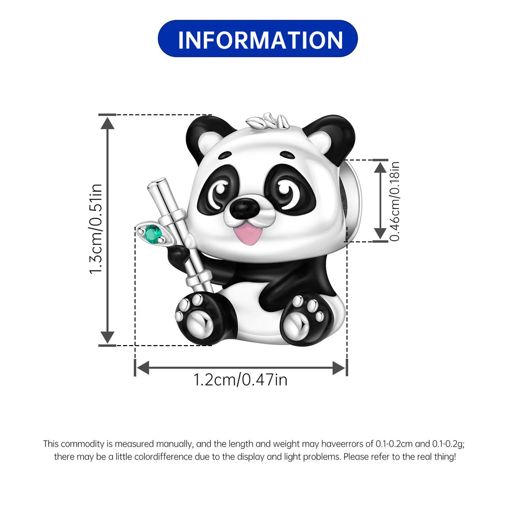 Cute 925 sterling silver panda charm bead for DIY charm bracelets. Stylish animal jewelry gift for pet lovers.