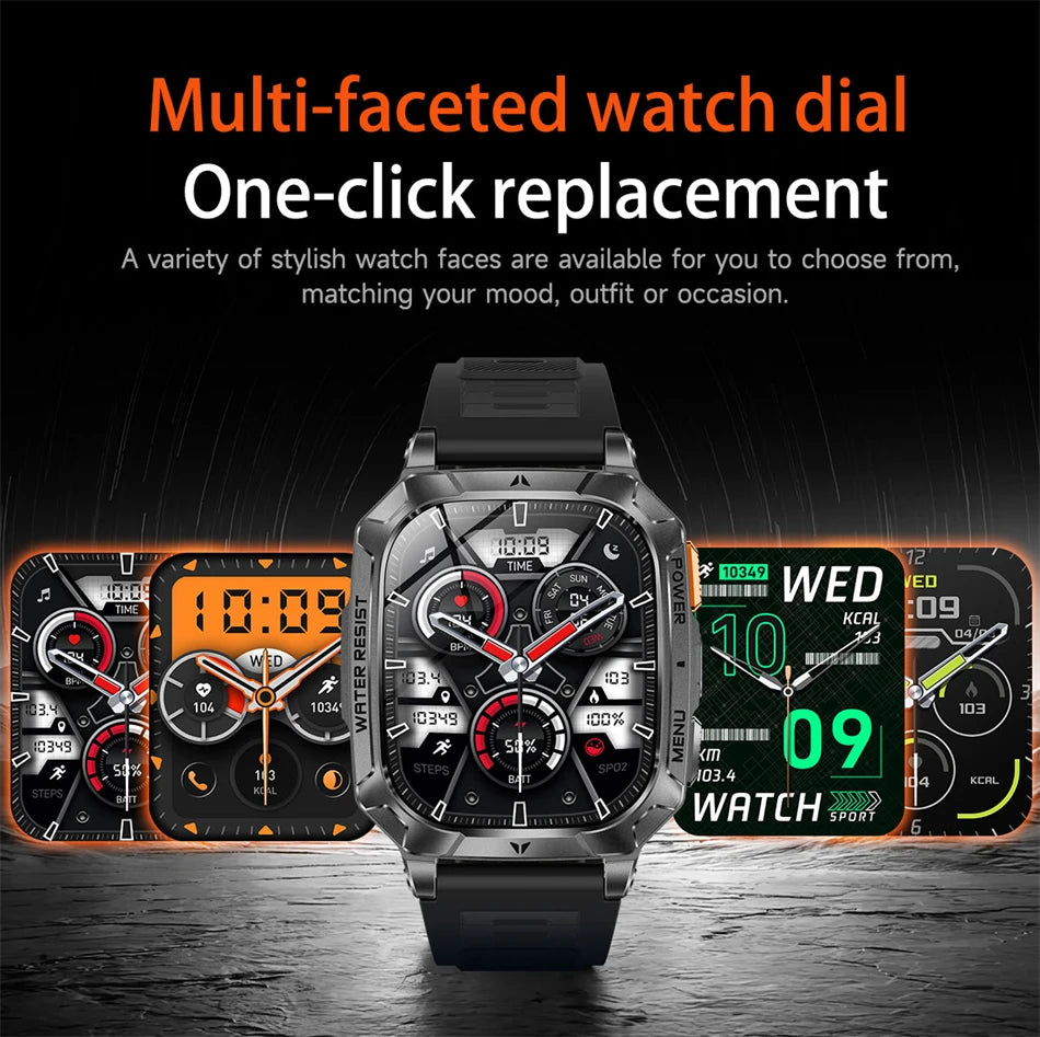2026 New Hot flashlight Men Smartwatch Compass 1400 mAh BT call GPS fitness IP68 Waterproof Fashion Smartwatch For holiday Gifts
